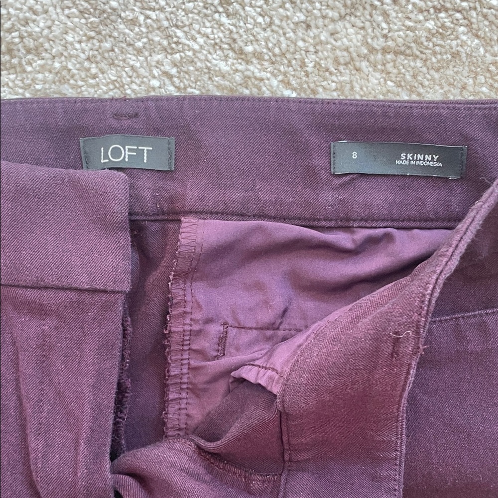 LOFT Deep Purple Skinny Pants - Picture 2 of 3